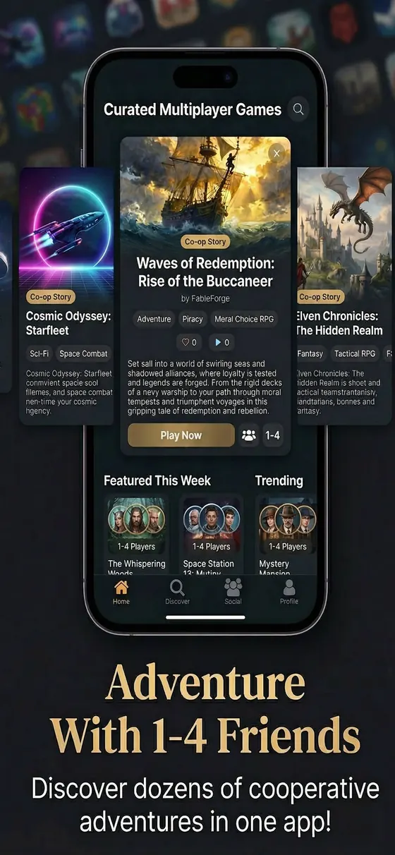 Curated co-op adventures such as Waves of Redemption, for one to four friends